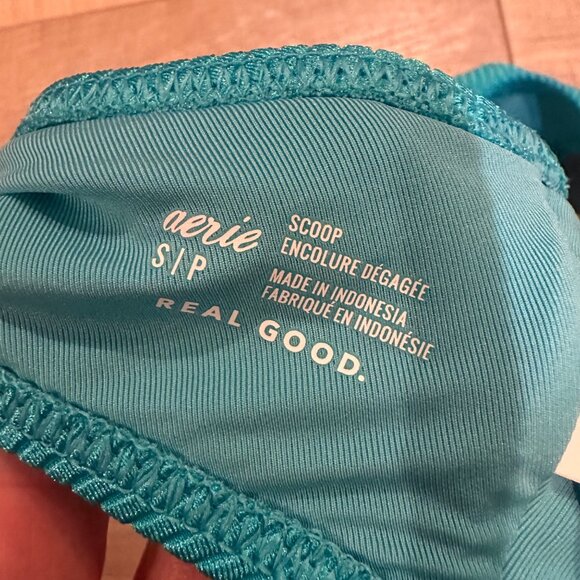 Aerie Ribbed High-Waisted Bikini Set With Adjustable Straps In Teal SMALL NEW - Picture 8 of 9